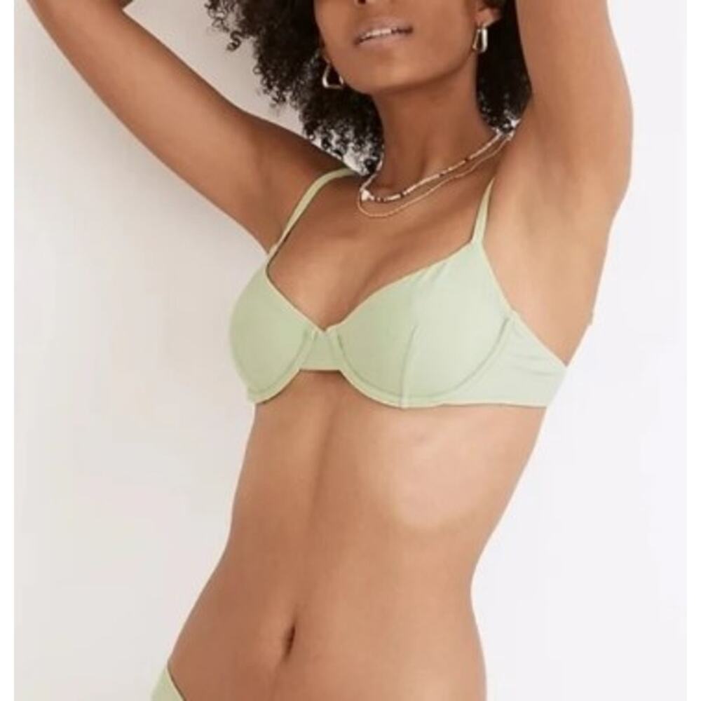 Madewell Green Underwire Bikini Top Swimwear Adjustable Straps No Padding Sz XL